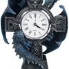 Artist Collections~ B3602J7 Draco Clock Anne Stokes 17.8cm, Resin, Blue, One Size