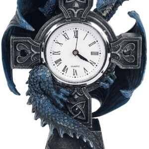 Artist Collections~ B3602J7 Draco Clock Anne Stokes 17.8cm, Resin, Blue, One Size