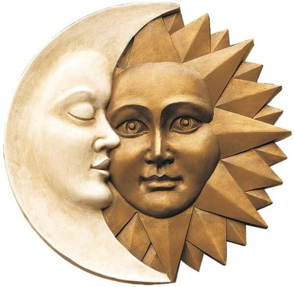 Magic  Collection~Design Toscano NG32758 Celestial Harmony Sun and Moon Outdoor Wall Sculpture, 15 Inch, Faux Ivory and Gold