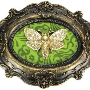 Dark Collection~Macabre Baroque Framed Death's Head Moth Wall Plaque, Polyresin, Bronze, One Size