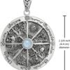 Sterling Silver Wheel of the Year Pendant with Natural Rainbow Moonstone; 1.75 Inch Diameter