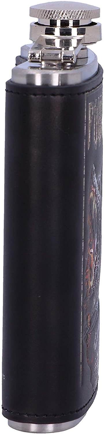 Magicun N.Giftware~Officially Licensed Powerwolf Kiss of The Cobra King Embossed Hip Flask, 7oz, Black