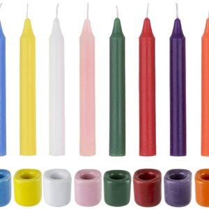 Witchcraft~Mega Candles 10 pcs Assorted Colors Ceramic Chime Ritual Spell Candle Holders with Matching Color Candles, Great for Casting Chimes, Rituals, Spells, Vigil, Witchcraft, Wiccan Supplies & More