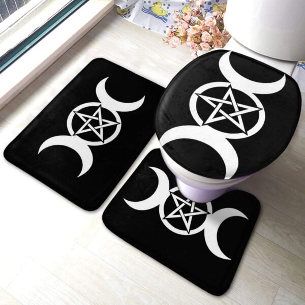 Triple Moon Goddess Decal Pentacle Wicca Pagan Witch Bathroom Rug Mat