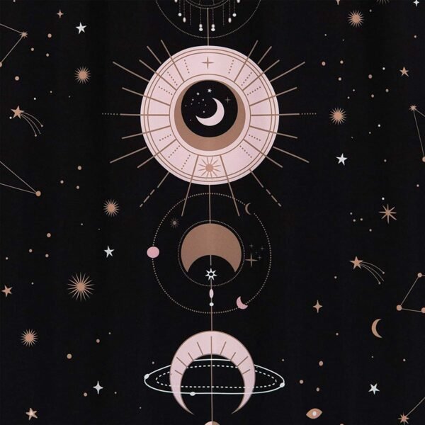 Zodiac Constellation Fabric Shower Curtain, Blush Sun and Moon Phrase Bathroom Shower Curtain Sets