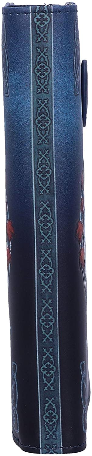 Artist Collections~ Lisa Parker Guardian of The Fall White Autumn Wolf Embossed Purse, Blue, 18.5cm