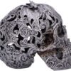 Dark Collection~Silver Cranial Drakos Engraved Dragon Skull Ornament, Polyresin, One Size