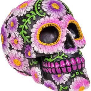 Magicun N.Giftware~Sugar Petal Skull Figurine 15cm Black