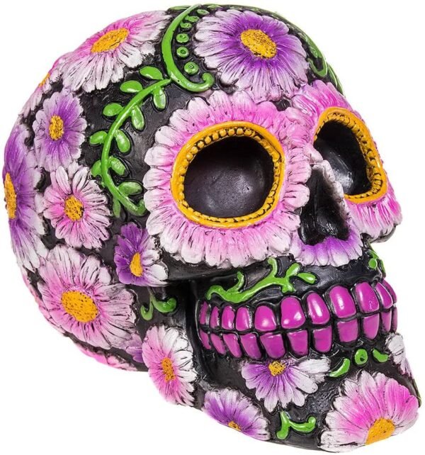 Magicun N.Giftware~Sugar Petal Skull Figurine 15cm Black