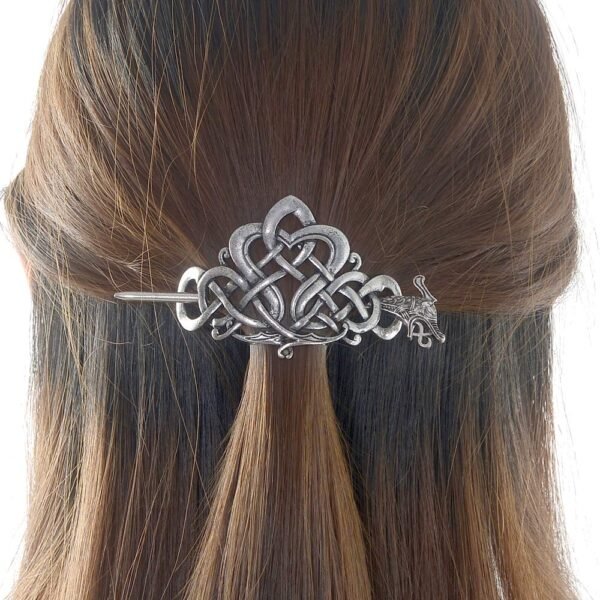 Viking Dragon Hair Hairpins Clips- Norse Celtic Knot Hair Accessories Hair Slide Hair Barrettes Irish Hair Decor for Long Hair Jewelry Braids Hair Stick With Dragon Design (AN-C1)