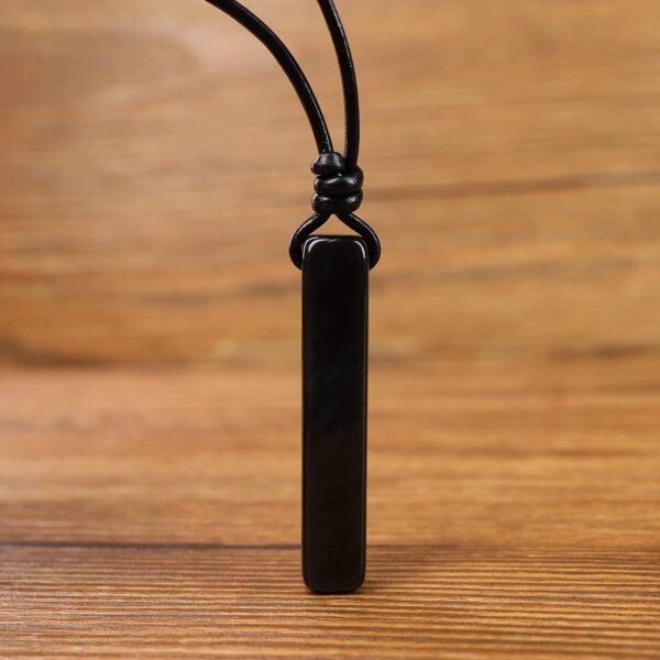 Witchcraft~COAI Leather Cord Simple Stick Bar Stone Pendant Necklace