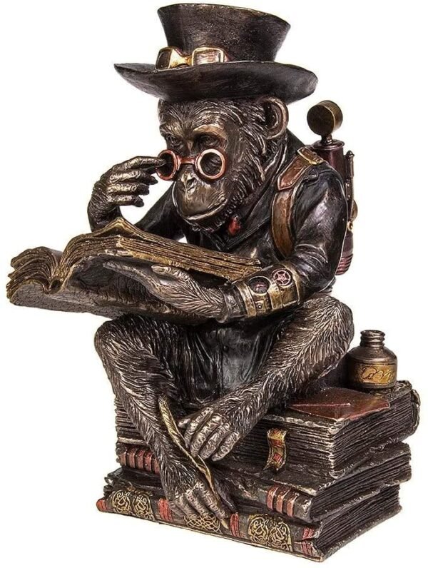 Steampunk Collection~Chimpanzee Scholar Figurine 18cm Bronze, Size 23cm