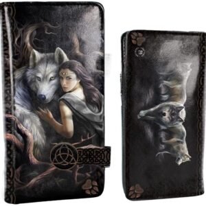 Artist Collections~ B3929K8 Soul Bond Anne Stokes Embossed Purse 19cm Black, PU, 18.5cm
