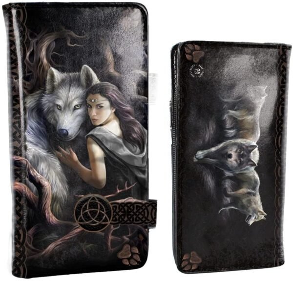Artist Collections~ B3929K8 Soul Bond Anne Stokes Embossed Purse 19cm Black, PU, 18.5cm