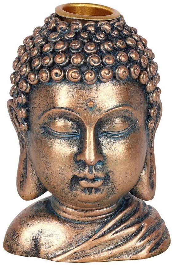 Spirit of Equinox Buddha Head Backflow Incense Burner Bronze