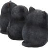 Animal Collection~ Three Wise Fat Cats 8.5cm Figurine, Resin, Black