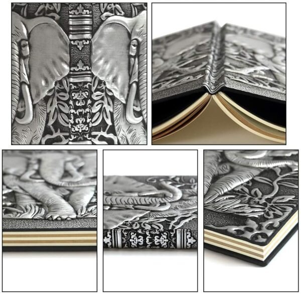 Witchcraft~Leather Journal Writing Notebook - Antique Handmade Leather Daily Notepad Sketchbook, Elephant Gift For Men & Women, Travel Diary & Notebooks to Write in (Silver, A5)