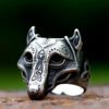 Nordic Trinity Wolf Head Ring: Viking Gothic Stainless Steel