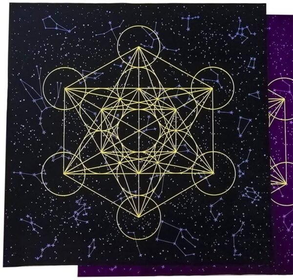 Altar Tarot Card Cloth Tablecloth Metatrone Cub Crystal Grid Divination Altar Board Game Velvet Cloth Astrology Tarot Card Mat(Purple)