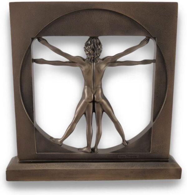 Magic  Collection~Leonardo da Vinci Vitruvian Man Nude Male Bronzed Sculpture Statue
