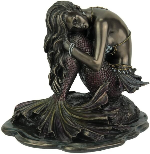 Magic  Collection~Siren Solitude Mermaid Sitting On Rock Bronze Finish Statue