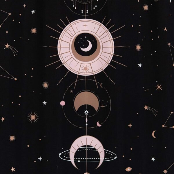 Zodiac Constellation Fabric Shower Curtain, Blush Sun and Moon Phrase Bathroom Shower Curtain Sets