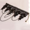 Gothic Black Rhinestone Lace Layered Chain Collar Necklace Choker