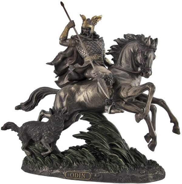Magic  Collection~Bronzed Norse God Odin Riding Sleipner Statue