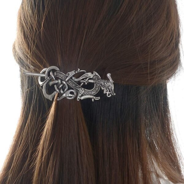 Viking Dragon Hair Hairpins Clips- Norse Celtic Knot Hair Accessories Hair Slide Hair Barrettes Irish Hair Decor for Long Hair Jewelry Braids Hair Stick With Dragon Design