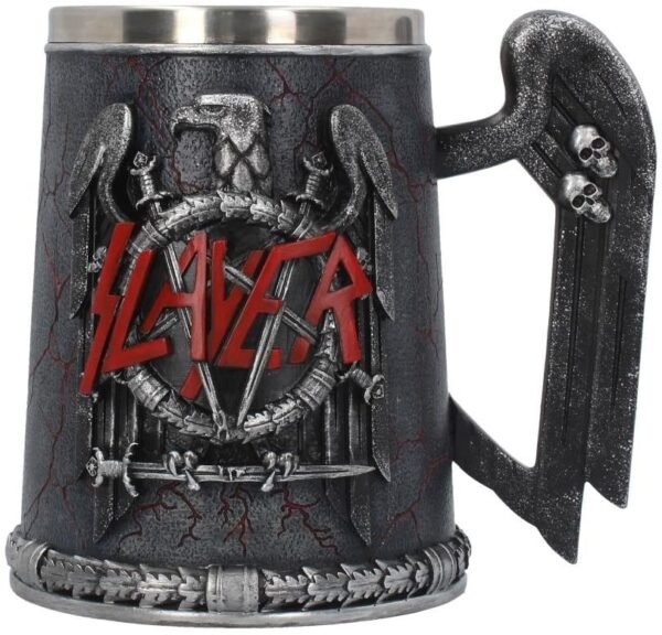 Band Merchandise~ B4128M8 Slayer Tankard Mug 14cm Black, Resin w/Stainless Steel Insert