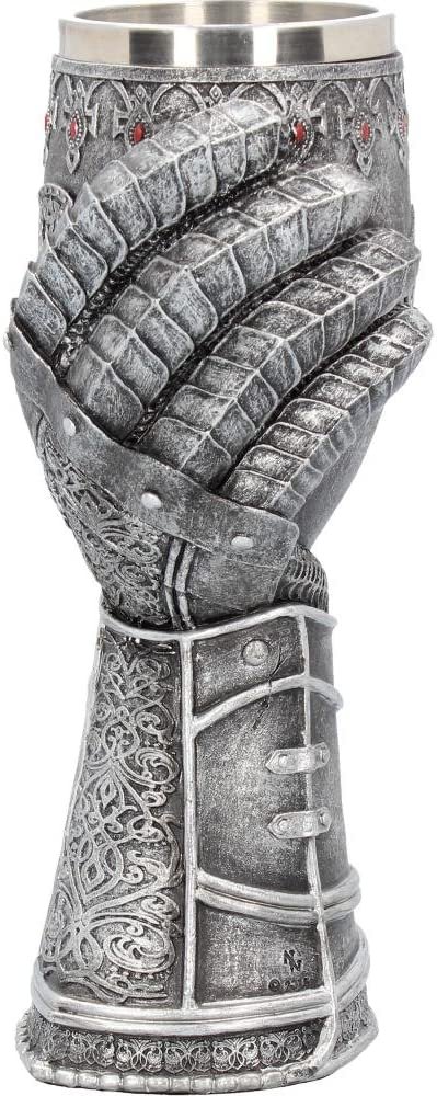 Magicun N.Giftware~Gauntlet Goblet 23cm Grey, Resin w/Stainless Steel Insert