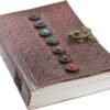 Witchcraft~Leather Book of Shadows Journal, Supernatural Notebook with Chakra Gem Stones Healing Crystals and Latch, by  (Brown Single Lock)
