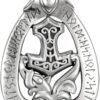 Sterling Silver Thor's Mjolnir Dragon Hammer Rune Pendant