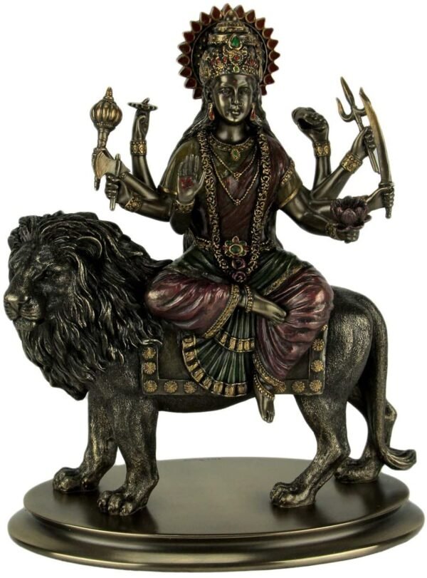 Magic  Collection~VERONESE Durga Riding on Lion Statue Sculpture - Divine Mother Hindu Goddess