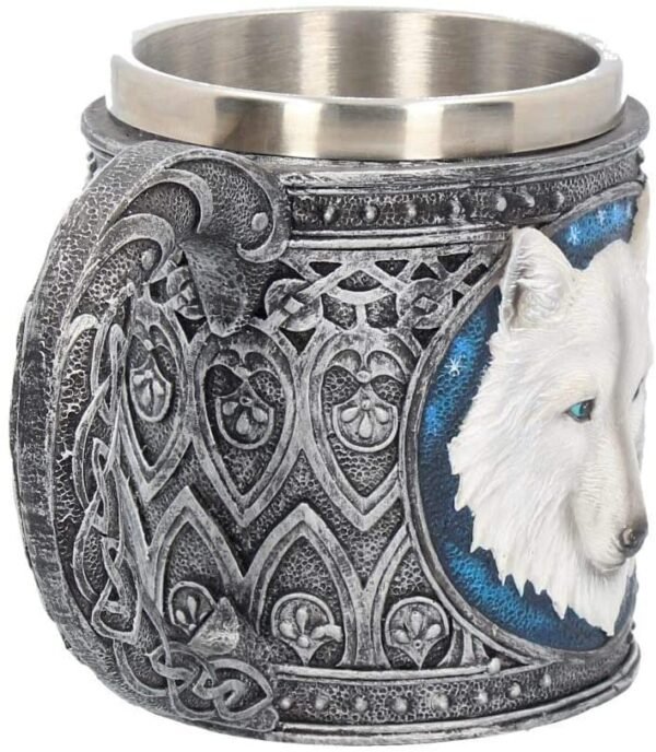 Animal Collection~ Ghost Wolf Tankard Mug 17.5cm Silver