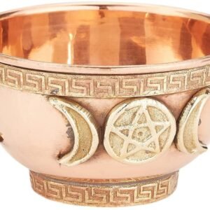 Witchcraft~Triple Moon Pentacle Copper Offering Bowl 3", Great for Altar use, Ritual use, Incense Burner, smudging Bowl, Decoration Bowl, offering Bowl - New Age Imports, Inc.