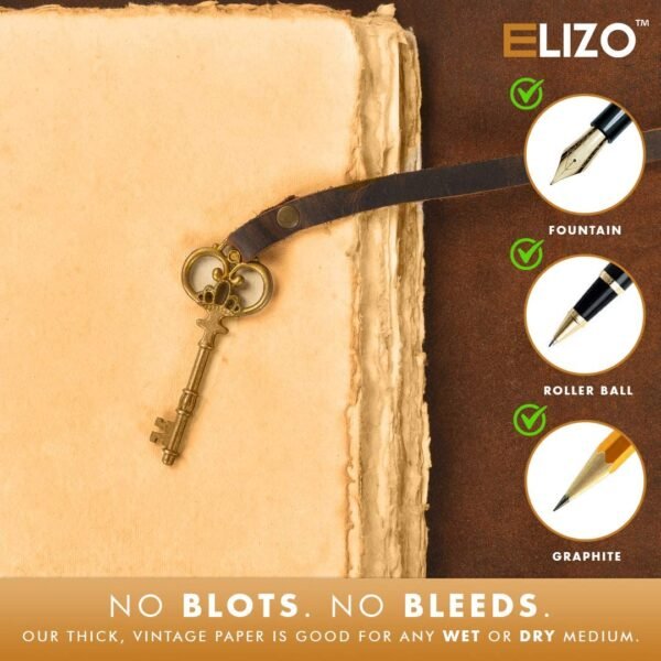 Witchcraft~Elizo Antique Leather Journal Blank Pages - Vintage Leather Journal with Deckle Edge Pages - Book of Shadows - Leather Bound Journal for Men and Women - 200 Pages, 7.5" x 5.5" - 1009