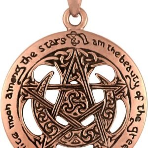 Copper Large Cut Out Moon Pentagram Pentacle Pendant