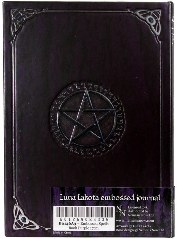 Wiccan Collection~B0146A3 Embossed Spell Book Purple 17cm, Coated, Wood Free Paper