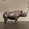 Magic  Collection~LOOYAR Cute Resin Rhinoceros Statue Sculpture Ornament Collectible Figurine Craft Furnishing for Home House Living Room Porch Decoration Office Desk Desktop Table Wine Cabinet Arrangement Gift, Black