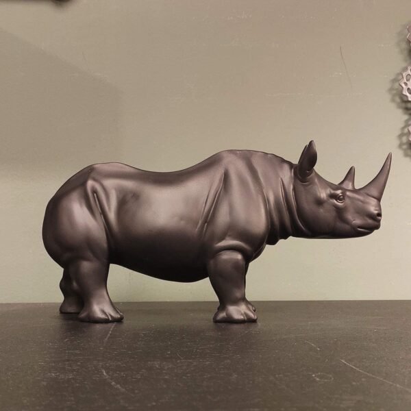 Magic  Collection~LOOYAR Cute Resin Rhinoceros Statue Sculpture Ornament Collectible Figurine Craft Furnishing for Home House Living Room Porch Decoration Office Desk Desktop Table Wine Cabinet Arrangement Gift, Black