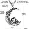 Gothic Retro Moon Crescent Skull Stainless Steel Pendant Necklace 22+2 Inch Chain