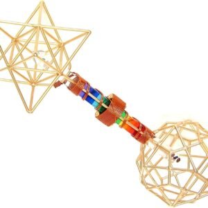Crystal Healing Tool - Christ Consciousness Earth Vajra with Magnets & Copper Wire - 10" - Icosahedron/Dodecahedron/Star Tetrahedron
