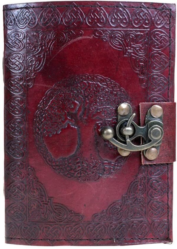 Wiccan Collection~Tree Of Life Leather Journal With Lock 20cm Brown