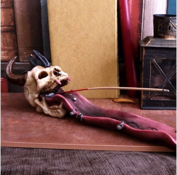 Dark Collection~Pierced Prodigy Skull Incense Holder 33cm Red, Resin, One Size