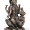 Magic  Collection~3.3" Hindu God Lakshmi Sitting On Lotus Cast Resin Antique Bronze Finish Statue Fortune Sculpture