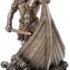 Magic  Collection~9.5 Inch Norse Viking Warrior Standing On Long Ship Prow Antique Bronze Finish Statue