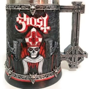 Band Merchandise~ B4847P9 Licensed Ghost Papa Emeritus III Summons Red Tankard, Resin w. Stainless Steel