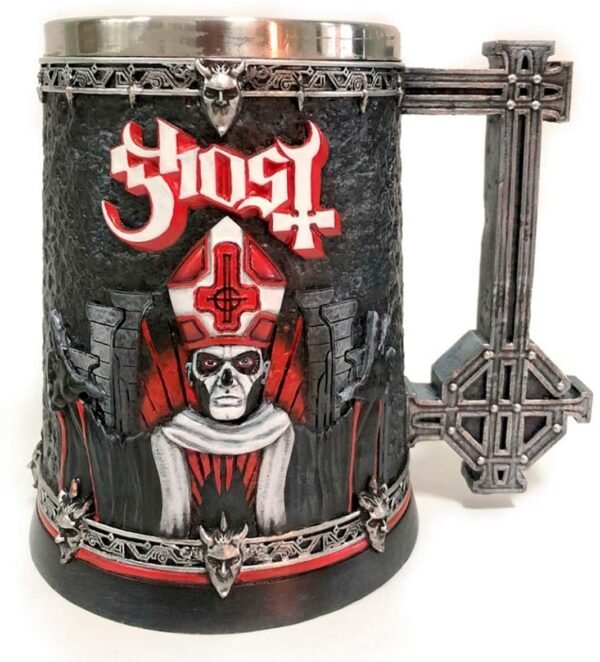 Band Merchandise~ B4847P9 Licensed Ghost Papa Emeritus III Summons Red Tankard, Resin w. Stainless Steel