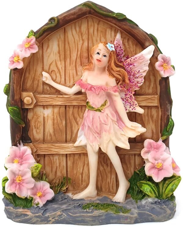Home Decor~Spirit of Equinox Colourful Miniature Fairy Door Sparkly Glitter Home and Garden Figurine Ornament (Violet)